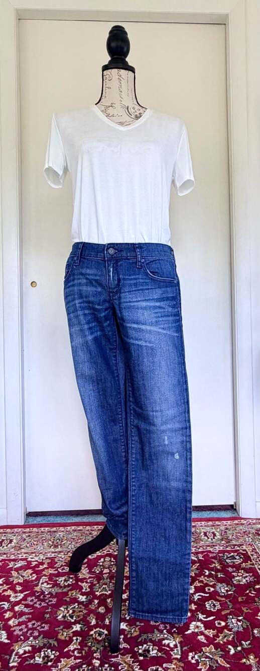 Gap 1969 Always Skinny Jeans 27/4r Dark Blue Distressed Denim